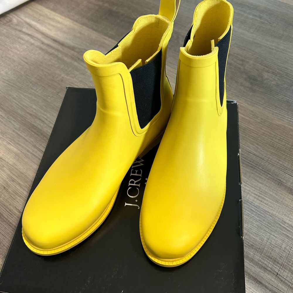 New In Box JCrew Women’s Ankle Rain Boots Size 6 Yellow